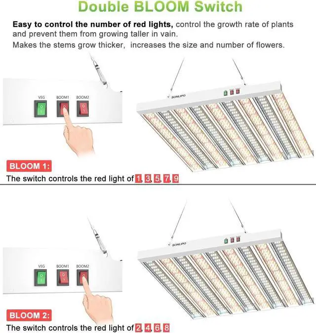 Alt view image 6 of 7 - 2024 New SPF4000 LED Grow Light 400W 5x5ft Coverage, Use 1323pcs Diodes Sunlike Full Spectrum Veg Bloom Switch Growing Lamps for Indoor Plants Seeding Flower Led Plant Light Fixture