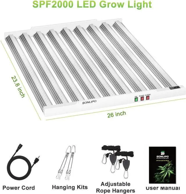 Alt view image 7 of 7 - 2024 New SPF4000 LED Grow Light 400W 5x5ft Coverage, Use 1323pcs Diodes Sunlike Full Spectrum Veg Bloom Switch Growing Lamps for Indoor Plants Seeding Flower Led Plant Light Fixture