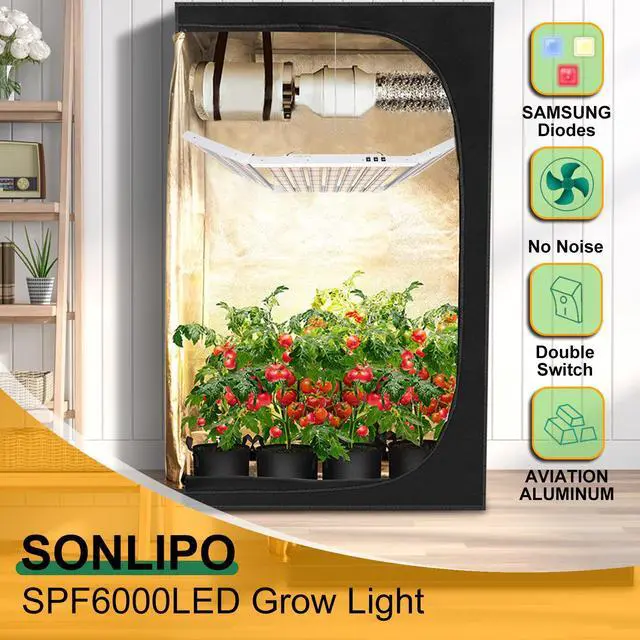Alt view image 2 of 7 - 2024 New SPF6000 LED Grow Light 600W 6x6ft Coverage, Use 1911pcs Diodes Sunlike Full Spectrum Veg Bloom Switch Growing Lamps for Indoor Plants Seeding Flower Led Plant Light Fixture