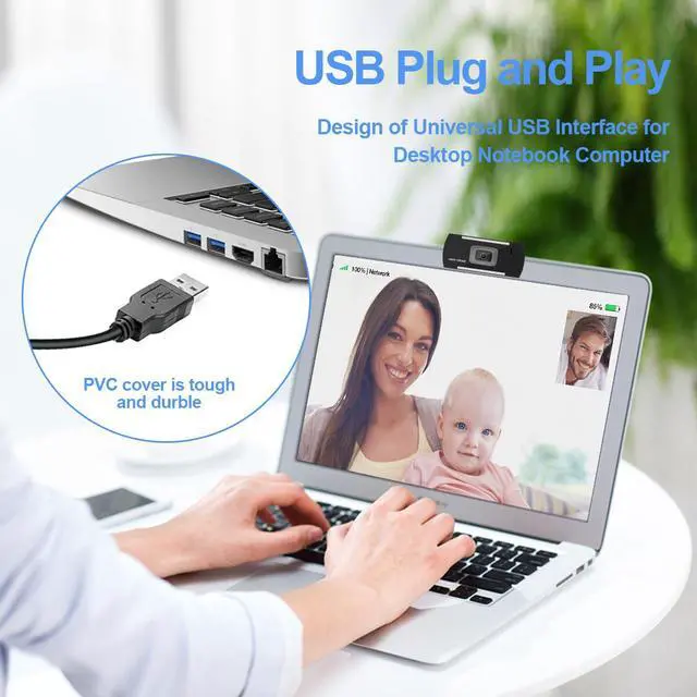 Alt view image 6 of 7 - JideTech HD 1080p Webcam Built in Microphone Desktop Computer Laptop USB Web Camera for Streaming,Video Calling Recording,Chatting Webinars Gaming Distance Learning