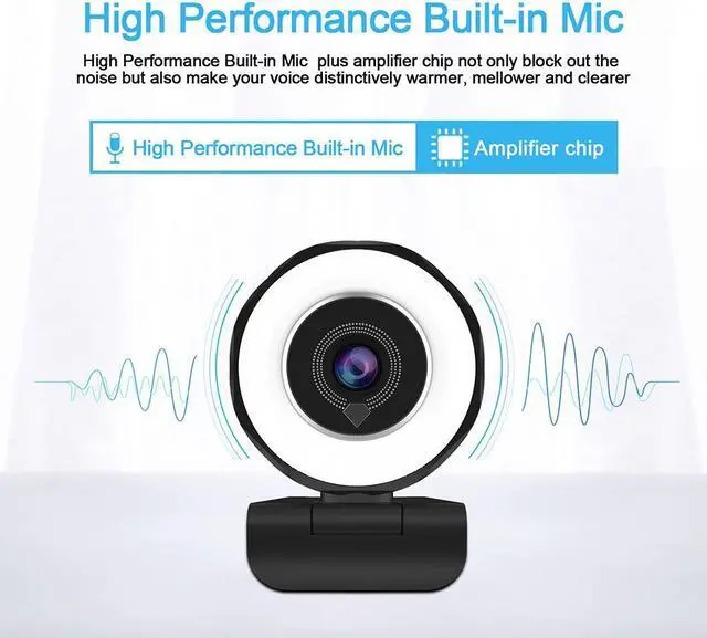 Alt view image 4 of 7 - JideTech Webcam with Microphone, 4MP FHD 30fps USB Streaming Ring Light Webcam with Tripod, Computer Camera Plug and Play Facecam for Windows/Mac (2K)