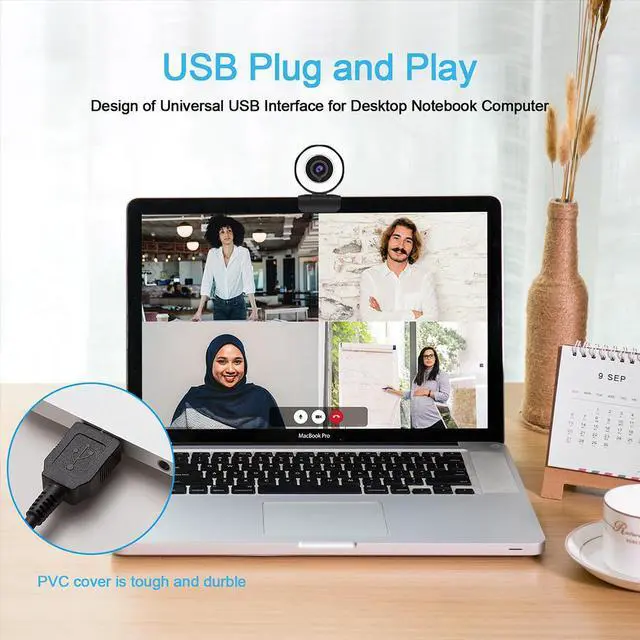 Alt view image 6 of 7 - JideTech Webcam with Microphone, 4MP FHD 30fps USB Streaming Ring Light Webcam with Tripod, Computer Camera Plug and Play Facecam for Windows/Mac (2K)