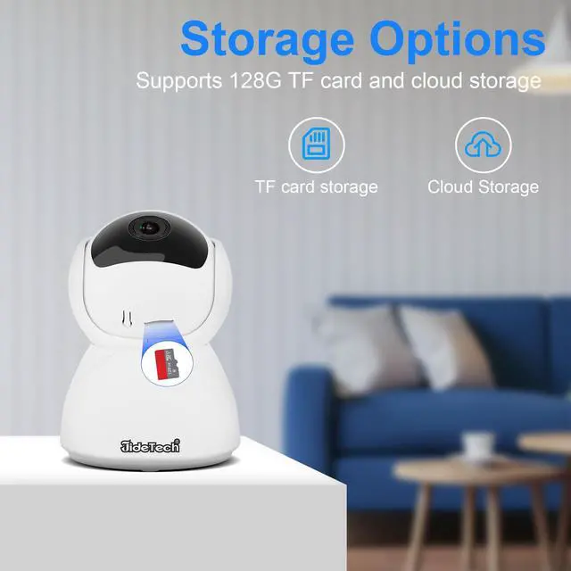 Alt view image 5 of 7 - JideTech 1080P WiFi IP Camera Indoor Surveillance Camera, Person Detection, IR Night Vision, Motion Detection, 2-Way Audio, Compatible with Alexa, for Babies/Pets