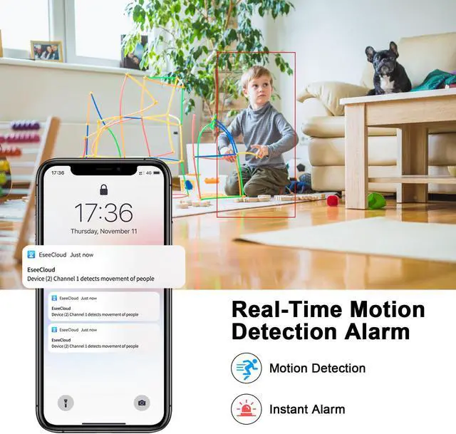 Alt view image 3 of 7 - JideTech 1080P WiFi IP Camera Indoor Surveillance Camera, Person Detection, IR Night Vision, Motion Detection, 2-Way Audio, Compatible with Alexa, for Babies/Pets