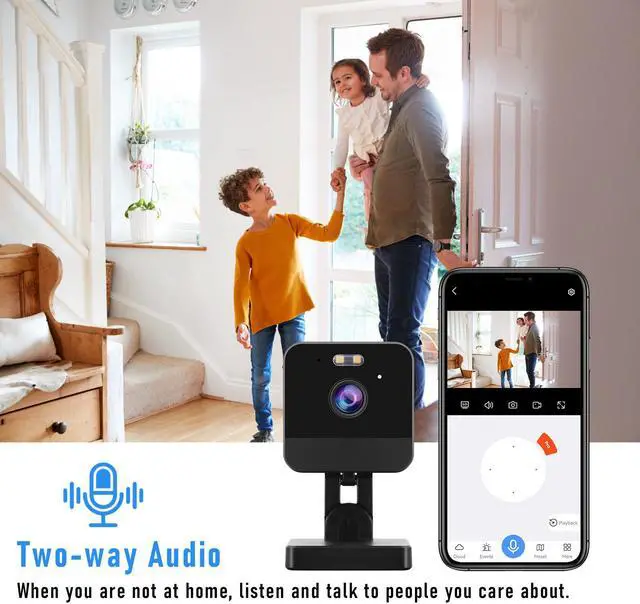 Alt view image 4 of 7 - JideTech 1080P Indoor Security Camera, 2.4Ghz WiFi Smart Home Security Camera with Motion Detection/Color Night Vision/24/7 Live View/Spotlight & Siren/2-Way Audio/Support Alexa/Cloud/TF