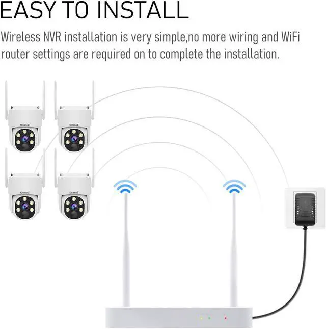 Alt view image 3 of 7 - JideTech Solar Security Cameras Wireless Outdoor System | 4pcs 2K Ultr Pan Tilt Home Solar Security Camera with Human Detection, Spotlight | 4CH Smart NVR, 60 Days Local Storage, 0 Monthly Fee