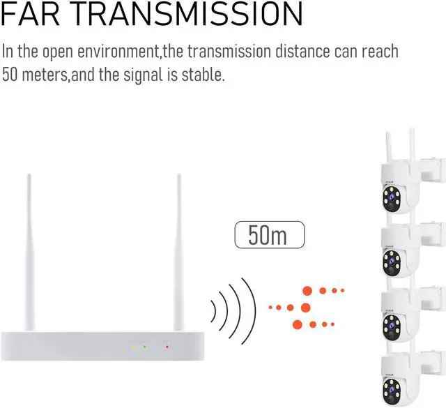 Alt view image 4 of 7 - JideTech Solar Security Cameras Wireless Outdoor System | 4pcs 2K Ultr Pan Tilt Home Solar Security Camera with Human Detection, Spotlight | 4CH Smart NVR, 60 Days Local Storage, 0 Monthly Fee