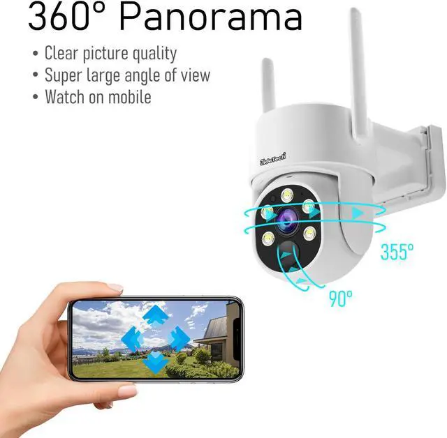 Alt view image 5 of 7 - JideTech Solar Security Cameras Wireless Outdoor System | 4pcs 2K Ultr Pan Tilt Home Solar Security Camera with Human Detection, Spotlight | 4CH Smart NVR, 60 Days Local Storage, 0 Monthly Fee