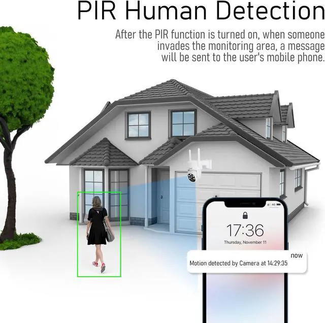 Alt view image 6 of 7 - JideTech Solar Security Cameras Wireless Outdoor System | 4pcs 2K Ultr Pan Tilt Home Solar Security Camera with Human Detection, Spotlight | 4CH Smart NVR, 60 Days Local Storage, 0 Monthly Fee