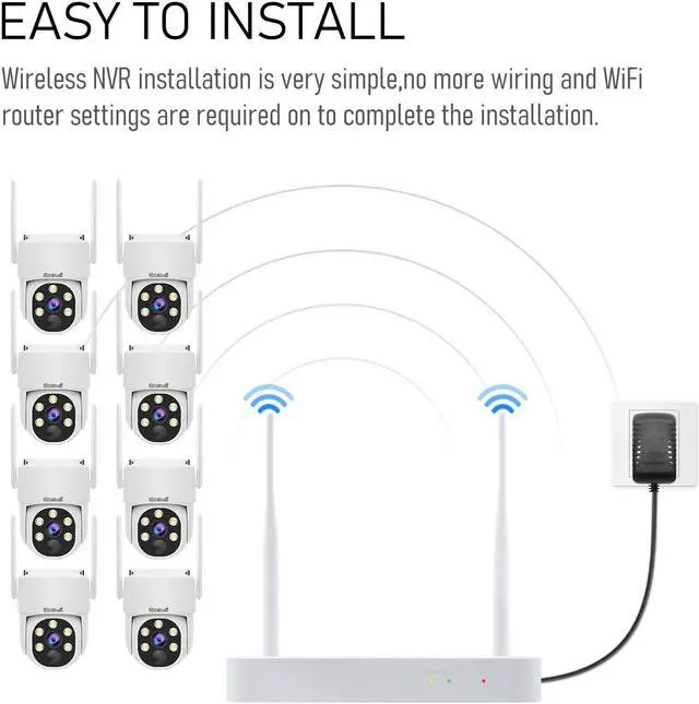 Alt view image 2 of 7 - JideTech Solar Security Cameras Wireless Outdoor System | 8pcs 2K Ultr Pan Tilt Home Solar Security Camera with Human Detection, Spotlight | 8CH Smart NVR, 60 Days Local Storage, 0 Monthly Fee