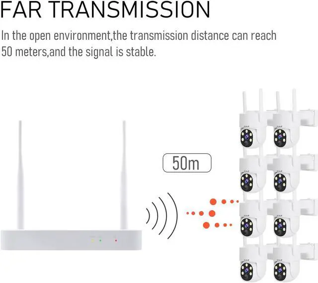 Alt view image 3 of 7 - JideTech Solar Security Cameras Wireless Outdoor System | 8pcs 2K Ultr Pan Tilt Home Solar Security Camera with Human Detection, Spotlight | 8CH Smart NVR, 60 Days Local Storage, 0 Monthly Fee