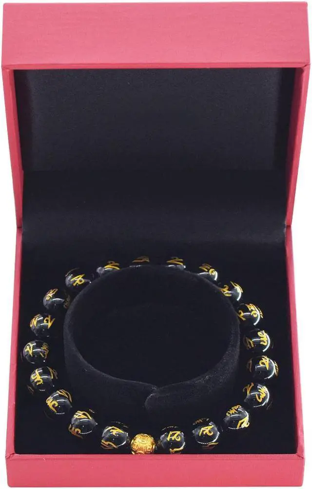Alt view image 5 of 5 - JideTech 10mm Feng Shui Black Obsidian Bracelet, Hand Carved Wealth Luck Stone Bracelet with Pi Xiu Round Beads for Women Man, Box Included