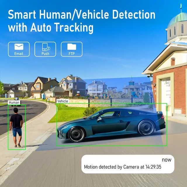 Alt view image 4 of 7 - JideTech 10X Hybrid Zoom Outdoor 4K 8MP PTZ PoE IP Dome Camera, Auto Tracking, Pan Tilt Camera with IR Night Vision, Human/Vehicle Detection, Two Way Talk, SD Card Slot, Compatible for Hikvision, IP66