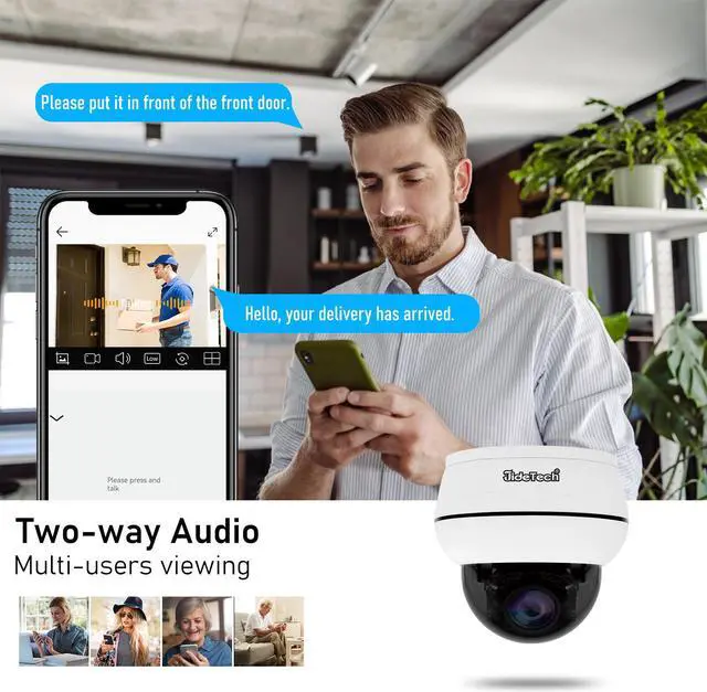 Alt view image 6 of 7 - JideTech 10X Hybrid Zoom Outdoor 4K 8MP PTZ PoE IP Dome Camera, Auto Tracking, Pan Tilt Camera with IR Night Vision, Human/Vehicle Detection, Two Way Talk, SD Card Slot, Compatible for Hikvision, IP66
