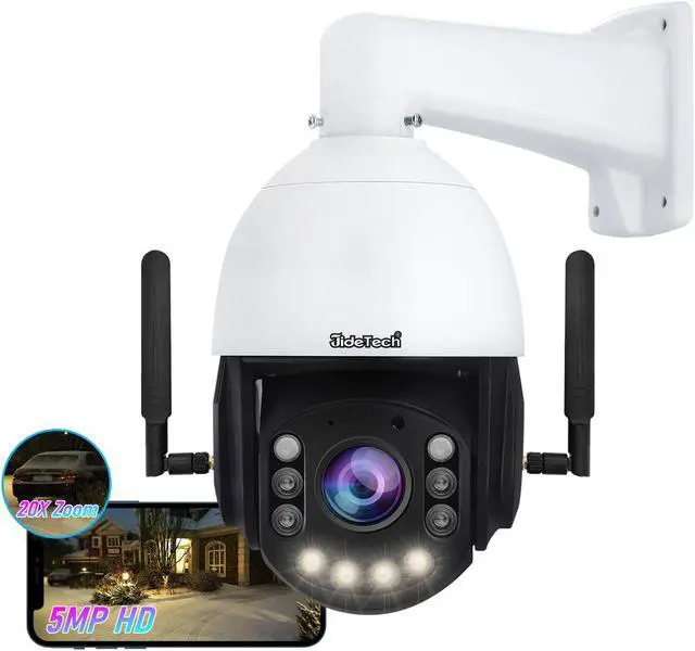 Main image of JideTech 5MP PTZ WiFi Security Camera Outdoor, 20X Optical Zoom, 360° PTZ IP Cameras, Speed Dome Camera with Human Detection, Auto Tracking, Color Night Vision, 2-Way Audio, IP66, Onvif Conformant