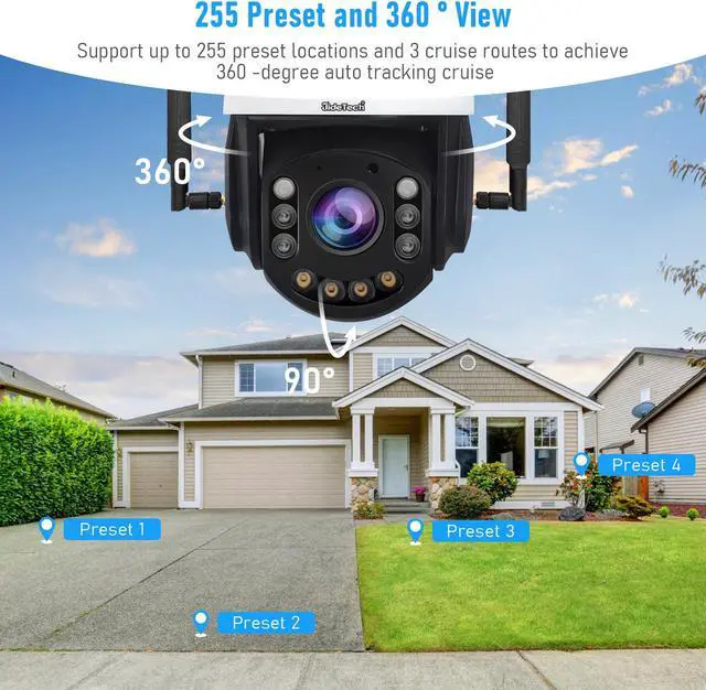 Alt view image 5 of 7 - JideTech 5MP PTZ WiFi Security Camera Outdoor, 20X Optical Zoom, 360° PTZ IP Cameras, Speed Dome Camera with Human Detection, Auto Tracking, Color Night Vision, 2-Way Audio, IP66, Onvif Conformant
