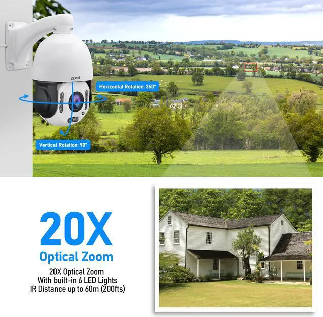 Alt view image 3 of 6 - JideTech PTZ Camera Outdoor,5MP 20X Optical Zoom PoE IP Camera with 360° Rotate and 1000ft View Distance/Human Detection & Auto Tracking/11 IR Lights Night Vision/Two Way Audio/IP66 Waterproof