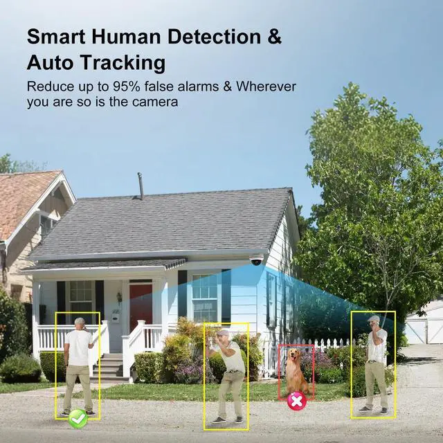 Alt view image 6 of 7 - JideTech 5MP POE PTZ IP Security Camera, Two-Way Audio, SD Card Slot, 50m IR Night Vision, Single Unit Packaging