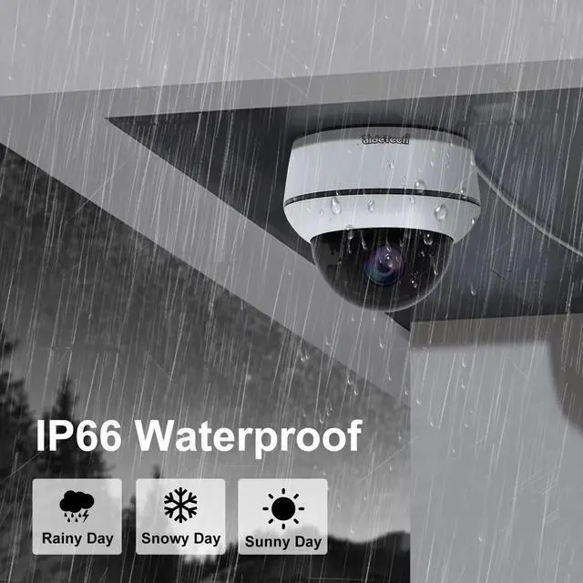 Alt view image 4 of 7 - JideTech 5MP POE PTZ IP Security Camera, Two-Way Audio, SD Card Slot, 50m IR Night Vision, Single Unit Packaging