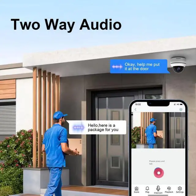 Alt view image 5 of 7 - JideTech 5MP POE PTZ IP Security Camera, Two-Way Audio, SD Card Slot, 50m IR Night Vision, Single Unit Packaging