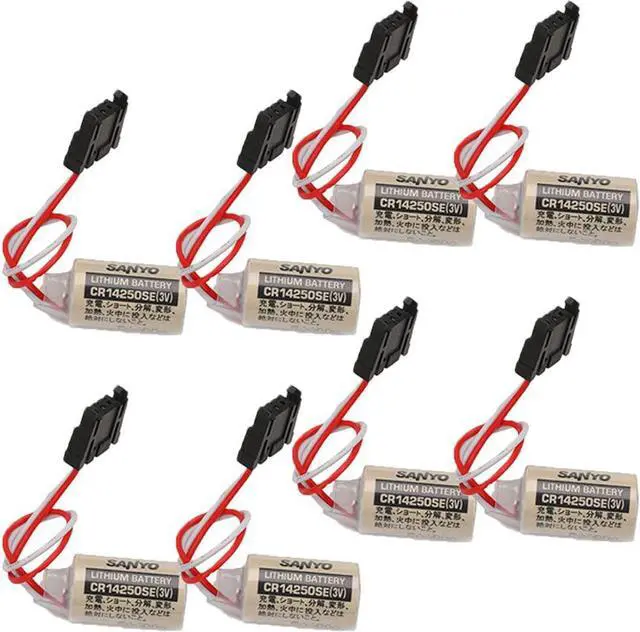 Main image of 8PCS 3V CR14250SE (1/2AA 3V) PLC Lithium Battery for 1747-BA CR14250 CR1/2AA Backup Power Supply (Black Connector)