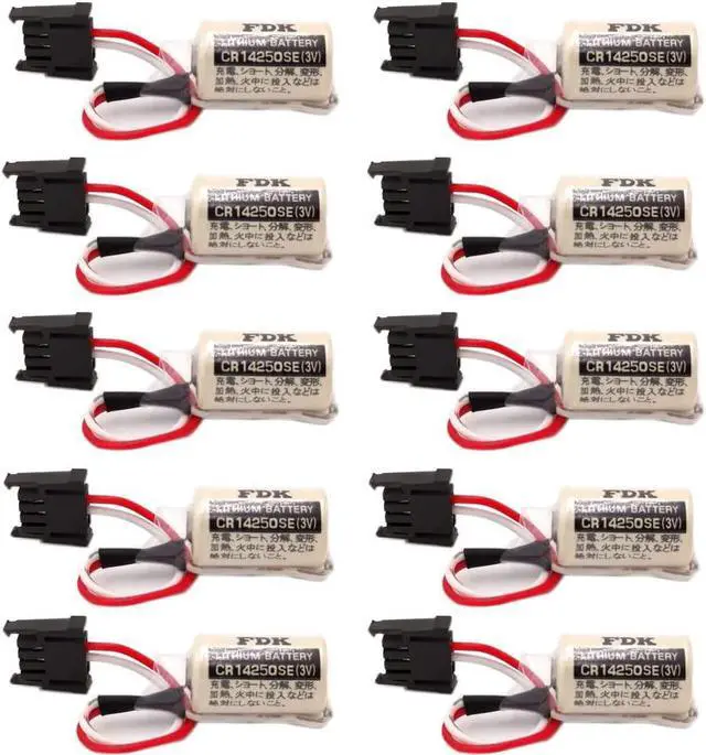 Main image of 10Pcs 1800mAh CR14250SE 3V 1/2AA Replacement  PLC Battery 1747-BA Backup Power Supply with Black Plug