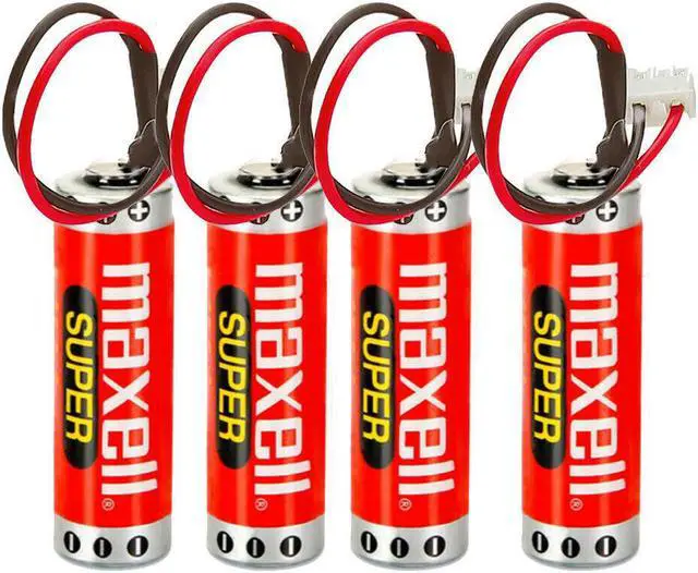 Main image of (4 Pack) 3.6V ER6C AA PLC Battery 1800mAh for FX F2-40BL PLC with White Plug Lithium Battery