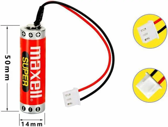 Alt view image 6 of 7 - (4 Pack) 3.6V ER6C AA PLC Battery 1800mAh for FX F2-40BL PLC with White Plug Lithium Battery