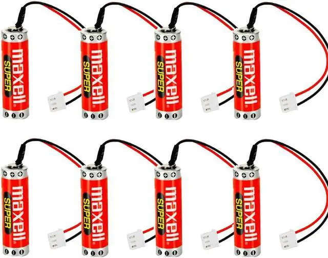 Main image of (8 Pack) 1800mAh ER6C AA 3.6V Lithium Battery for FX F2-40BL FX2N/1N PLC Battery with Plug