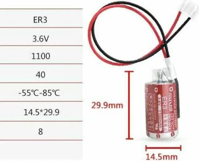 Alt view image 6 of 6 - 5Pcs ER3 Battery for Maxell ER3 3.6V 1100mAh Li-ion PLC Battery with PM-20BL Plug
