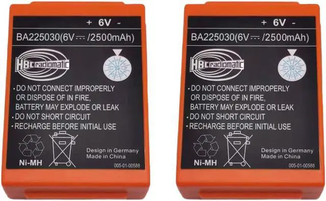 Main image of (2-Pack) 2500mAh BA225030 6V Ni-Mh Replacement Battery for HBC Pump Truck Remote Control Battery