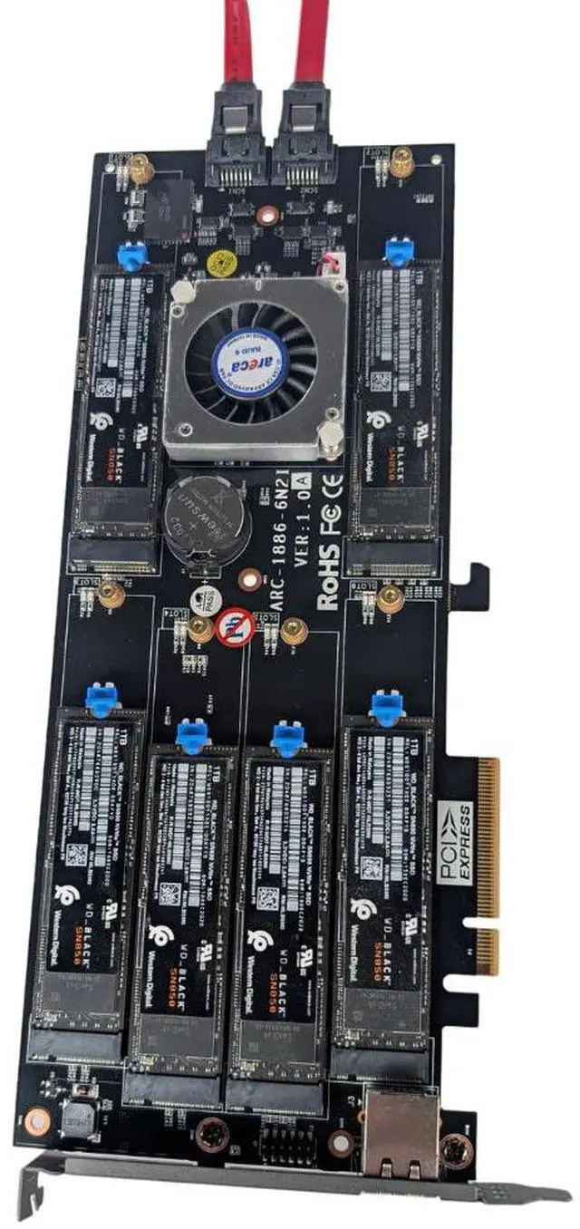 Alt view image 3 of 6 - Areca ARC-1886-6N2I (PCIe Gen 4.0 M.2 NVMe Hardware RAID controller)