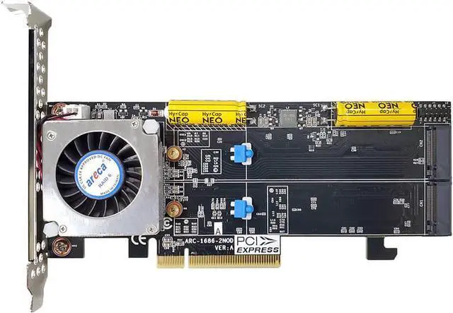 Main image of Areca ARC-1686-2NOD Tri-Mode Gen 4 PCIe Hardware RAID Adapter With 2 Bay M.2 NVMe Connector