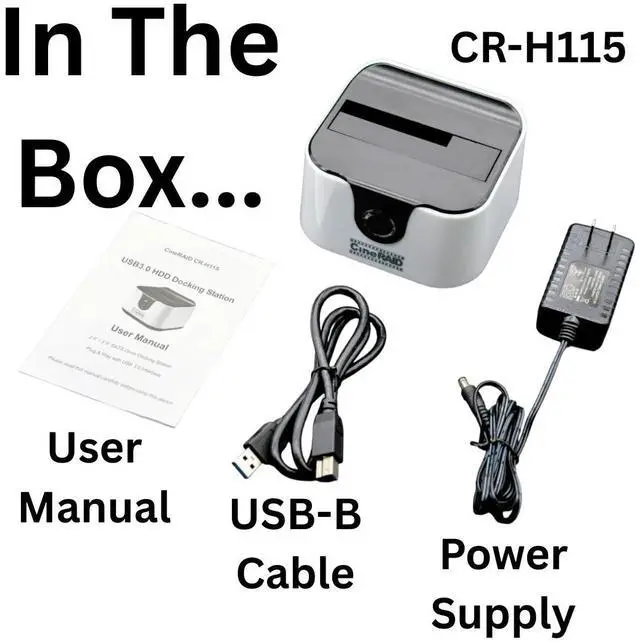 Alt view image 7 of 7 - CineRAID CR-H116 USB 3.0 Docking Station for 2.5"/3.5" SATA SSD/HDD, UASP Supported, Up to 20TB, Tool-Free, Type-C Adapter, Compatible with Windows/Mac/Linux (White)