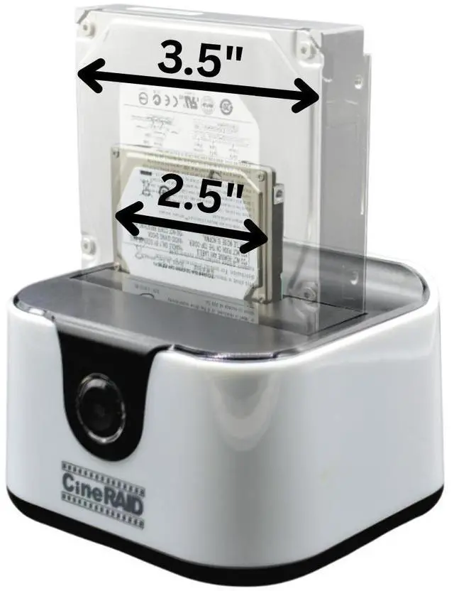 Alt view image 3 of 7 - CineRAID CR-H116 USB 3.0 Docking Station for 2.5"/3.5" SATA SSD/HDD, UASP Supported, Up to 20TB, Tool-Free, Type-C Adapter, Compatible with Windows/Mac/Linux (White)