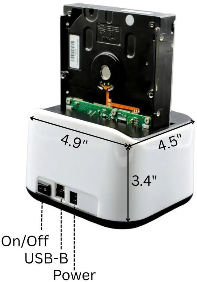 Alt view image 5 of 7 - CineRAID CR-H116 USB 3.0 Docking Station for 2.5"/3.5" SATA SSD/HDD, UASP Supported, Up to 20TB, Tool-Free, Type-C Adapter, Compatible with Windows/Mac/Linux (White)