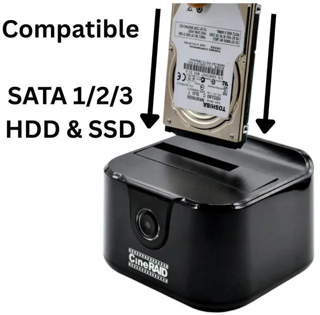 Alt view image 4 of 7 - CineRAID CR-H116 USB 3.0 Docking Station for 2.5"/3.5" SATA SSD/HDD, UASP Supported, Up to 20TB, Tool-Free, Type-C Adapter, Compatible with Windows/Mac/Linux (White)