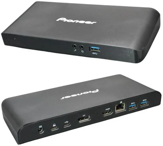 Main image of Pioneer Dual Display Docking Station with Laptop Charging, Thunderbolt, USB 3.0, USB-C, Compatible with Windows, macOS (1X DP, 1X HDMI, 3X USB 3, 2X USB-C, 90W PD)