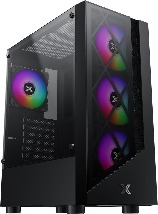 XIGMATEK Duke Black PC Case 4pcs RGB Fans ATX Mid Tower Computer