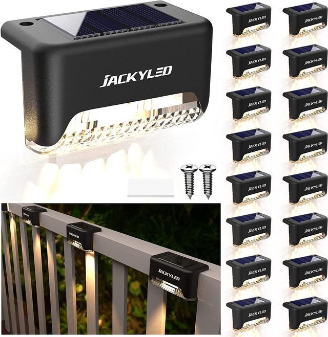 Solar Deck Lights Outdoor, 12-Pack JACKYLED Solar Driveway Lights Brig