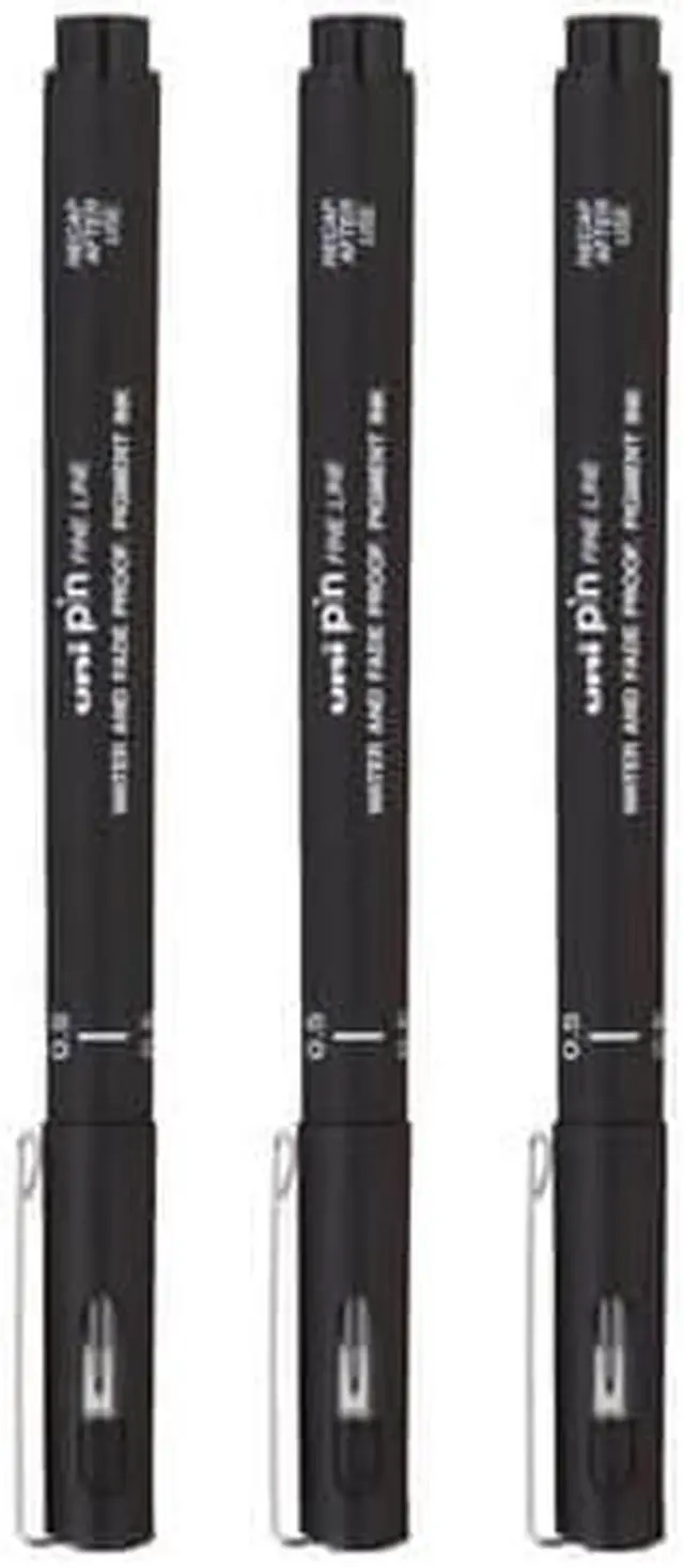 Main image of Uni-ball Pin Fineliner Pen Black (Wallet of 3) - 0.5mm