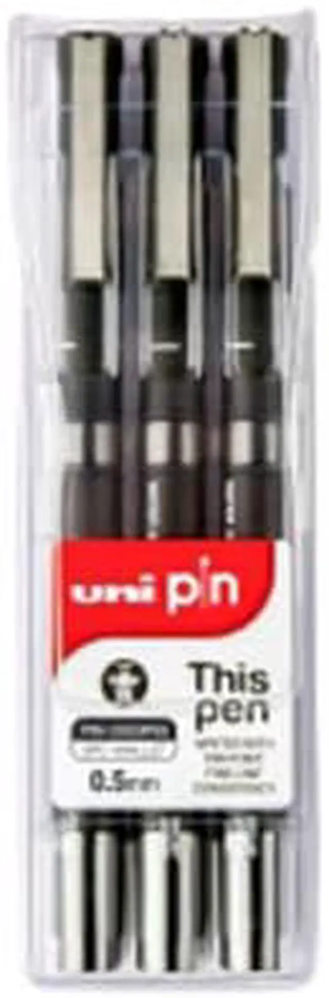Alt view image 2 of 2 - Uni-ball Pin Fineliner Pen Black (Wallet of 3) - 0.5mm