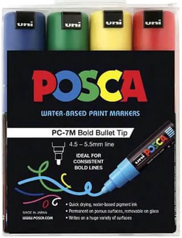 Alt view image 2 of 2 - Uni Posca 4.5mm Tip Marker Assorted (4pk) - Assorted