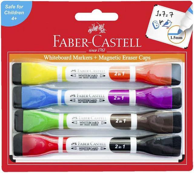 Faber-Castell Whiteboard Markers with Magnetic Eraser Caps 