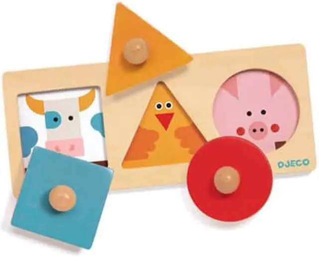 Alt view image 2 of 3 - Djeco Shapes Wooden Knob Puzzle - FormaBasic