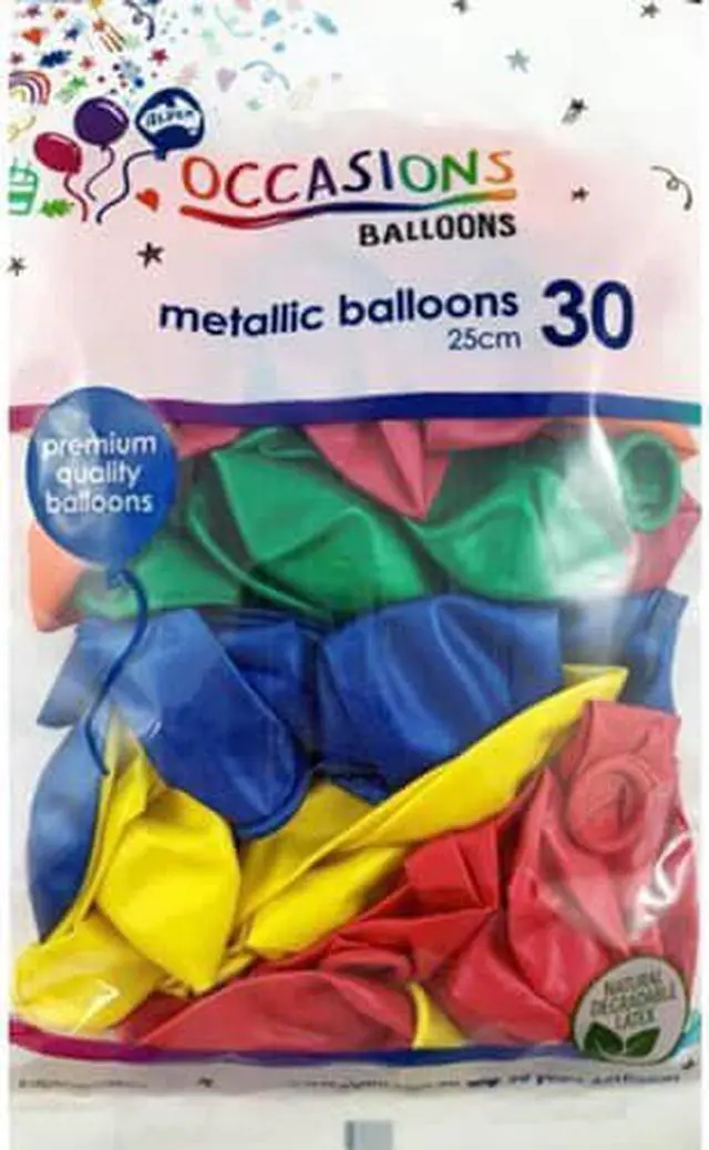 Main image of Alpen Balloons for Everyone 30pk 25cm (Assorted) - Metallic