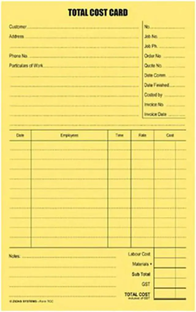 Main image of Zions Total Cost System Cards (100pk)