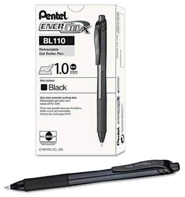 Alt view image 8 of 8 - Pentel Pen,Energel X, Bold,Bk BL110A
