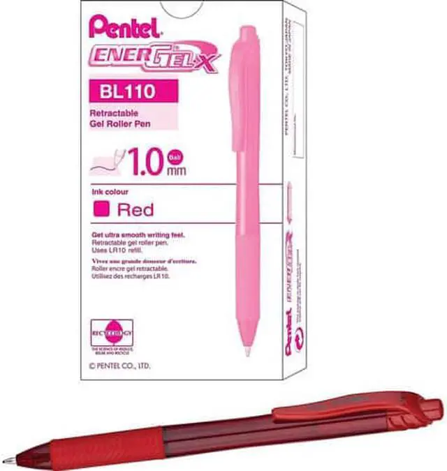 Alt view image 3 of 3 - Pentel BL110B EnerGel X Retractable Roller Gel Pen, Red Ink, Bold