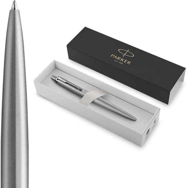 Main image of Jotter XL Monochrome Collection, Stainless Steel, Medium Point, Ballpoint Pen with Blue Ink, Silver - Smooth Writing, Signature Design, Stationary, Desk Essentials
